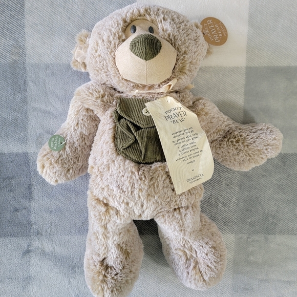 NWT Demdaco Pocket Prayer Bear Tan 16” Plush Super Soft Magnetic Paws Nice Gift! - Picture 2 of 7
